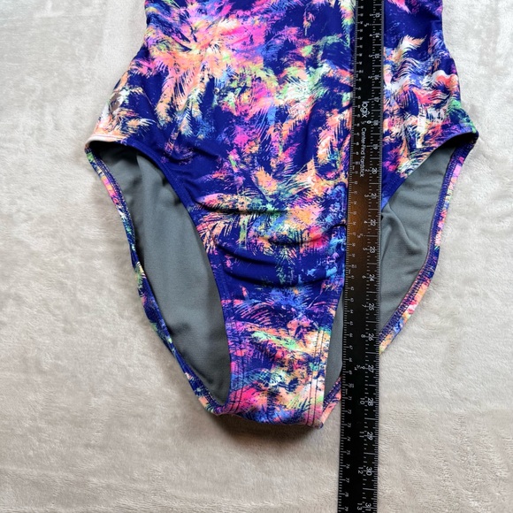 TYR One Piece Swimsuit Multicolor Tropical Print Pink Straps XL fits M/L - Picture 6 of 8